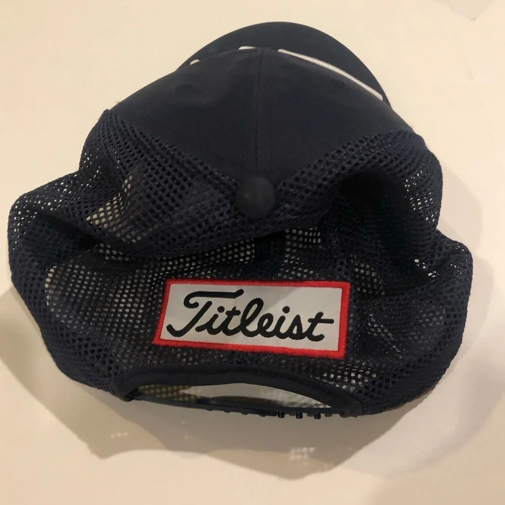 TITLEIST PRO V1 Hat Cap Flex FITTED L-XL Navy Blue Jersey 3D Logo